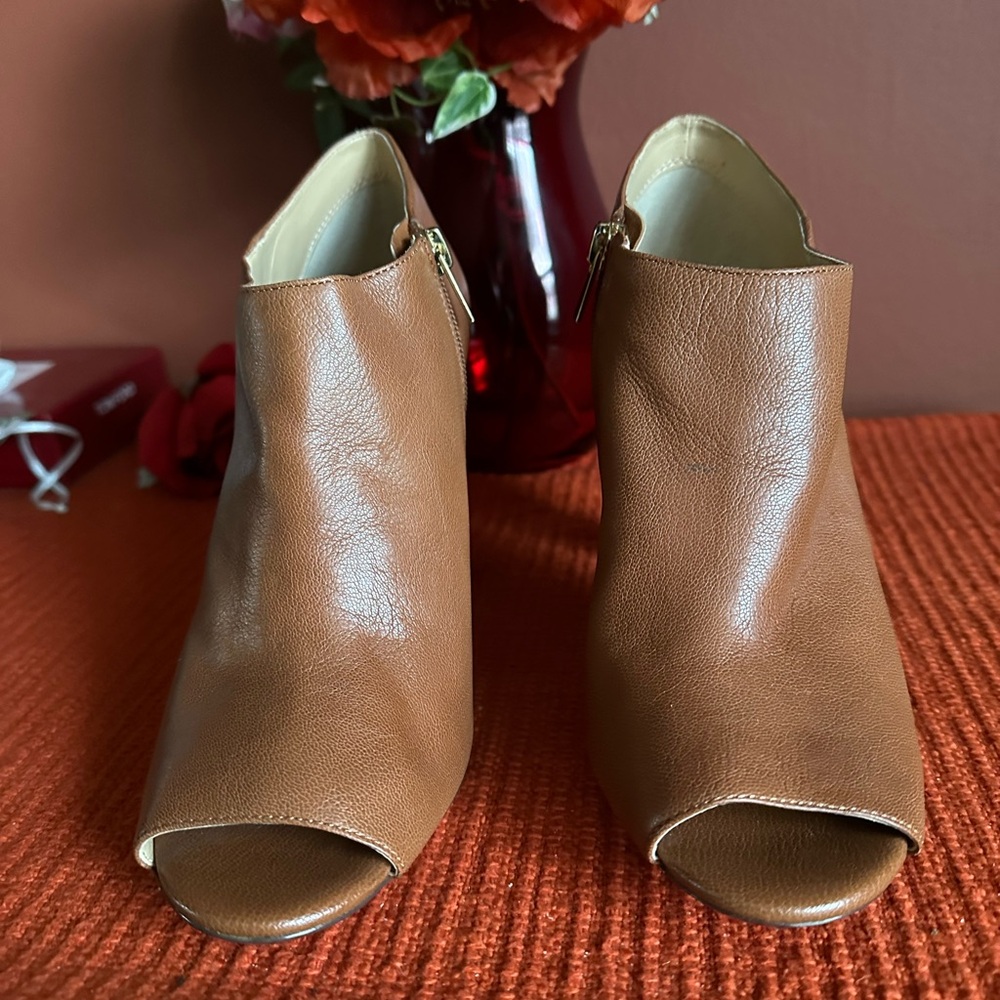 Banana Republic Tan Peep-Toe Ankle Booties